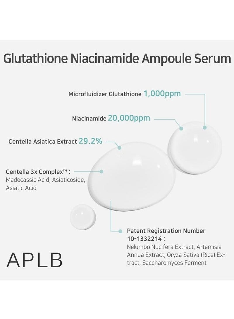APLB Glutathione Niacinamide Ampoule Serum | LIPO GLUTA NIAC CEN™ 31.3% 1.35 FL.OZ/Korean Skincare, Long lasting moisturizing, Improve skin elasticity, Revitalize for gentle and improve skin texture  - Image 4