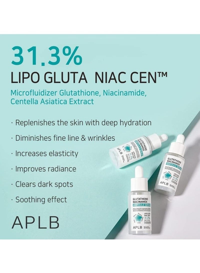 APLB Glutathione Niacinamide Ampoule Serum | LIPO GLUTA NIAC CEN™ 31.3% 1.35 FL.OZ/Korean Skincare, Long lasting moisturizing, Improve skin elasticity, Revitalize for gentle and improve skin texture  - Image 3