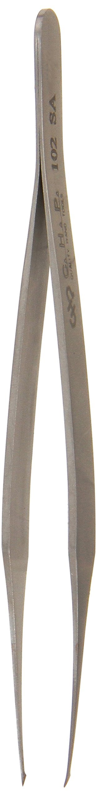 Hakko CHP 102SA Stainless Steel NonMagnetic Tweezers for Handling Chips and SMD Components 25mm Flat Tips 45 Degree 434 Length Silver