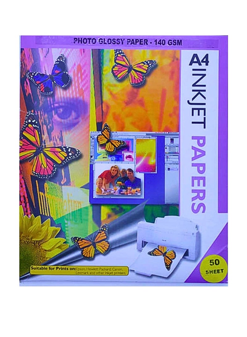 Generic Glossy Paper, 50 Sheets, 140 GSM, A4 Size  - Image 1
