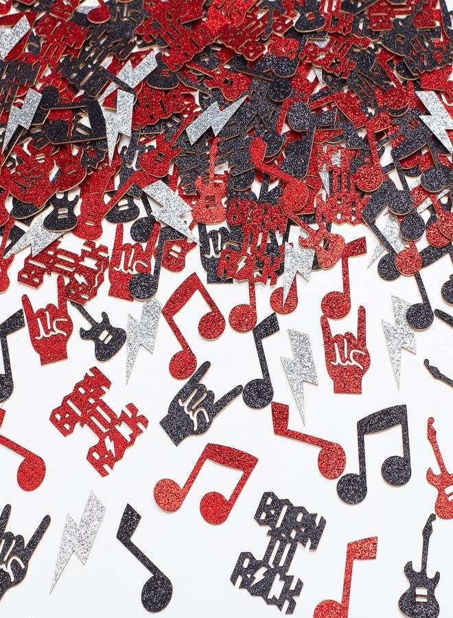 Cheereveal 200PCS Born to Rock Party Confetti - Red Black Music Note, Rock & Roll Decorations Theme Party Supplies Birthday Baby Shower - Image 1
