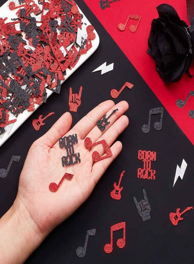 Cheereveal 200PCS Born to Rock Party Confetti - Red Black Music Note, Rock & Roll Decorations Theme Party Supplies Birthday Baby Shower - Image 2
