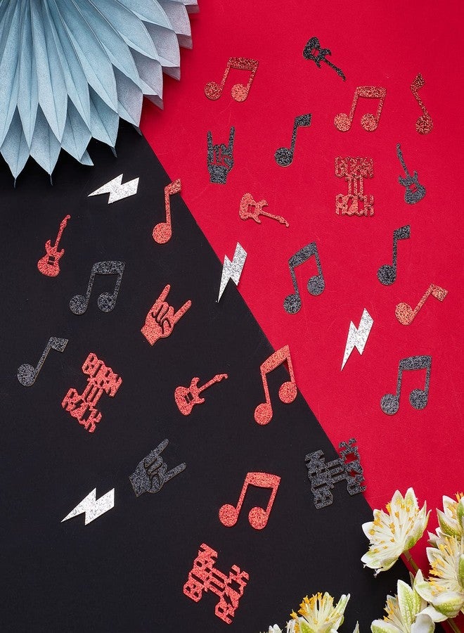 Cheereveal 200PCS Born to Rock Party Confetti - Red Black Music Note, Rock & Roll Decorations Theme Party Supplies Birthday Baby Shower - Image 4