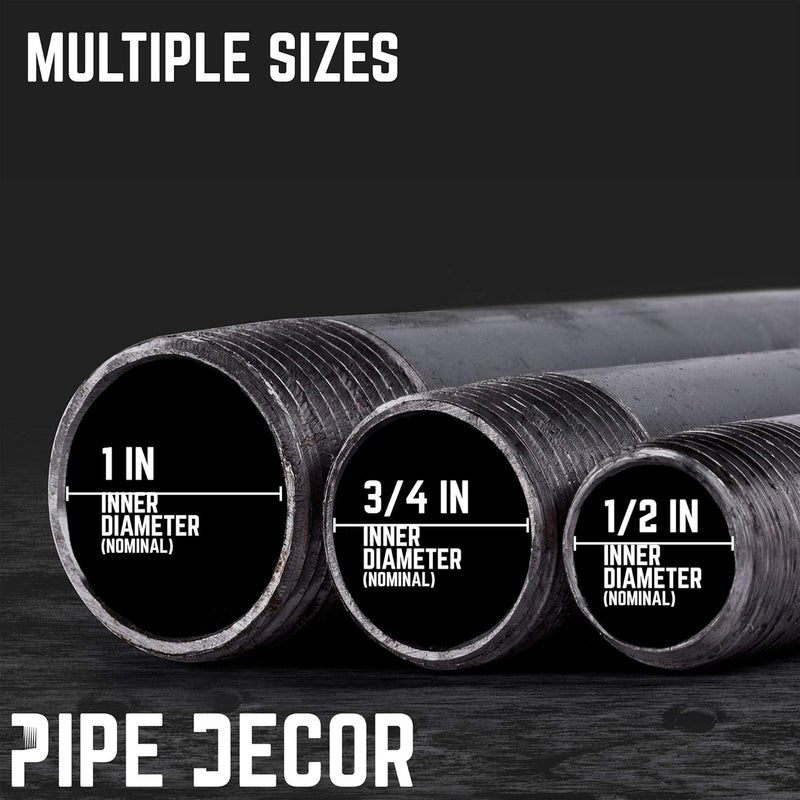 PIPE DECOR 3/4” x 42” Black Steel Plumbing Pipe, Pre Cut, Industrial Steel Grey Fits Standard 3/4 Inch Threaded Black Malleable Iron Fittings, Build Vintage DIY Furniture, 4 Pack - Image 4