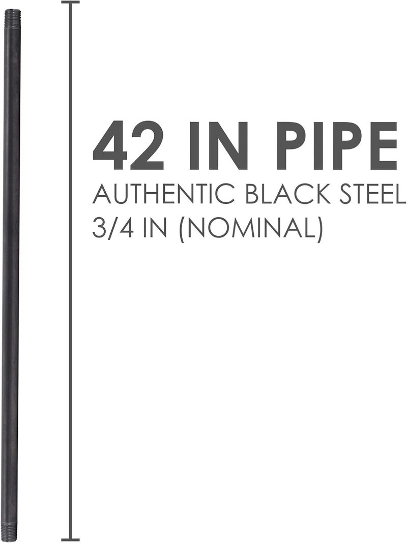 PIPE DECOR 3/4” x 42” Black Steel Plumbing Pipe, Pre Cut, Industrial Steel Grey Fits Standard 3/4 Inch Threaded Black Malleable Iron Fittings, Build Vintage DIY Furniture, 4 Pack - Image 2
