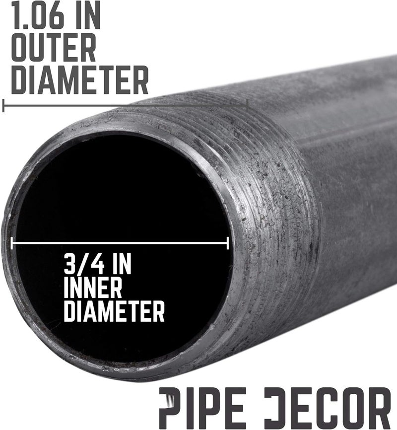 PIPE DECOR 3/4” x 42” Black Steel Plumbing Pipe, Pre Cut, Industrial Steel Grey Fits Standard 3/4 Inch Threaded Black Malleable Iron Fittings, Build Vintage DIY Furniture, 4 Pack - Image 3