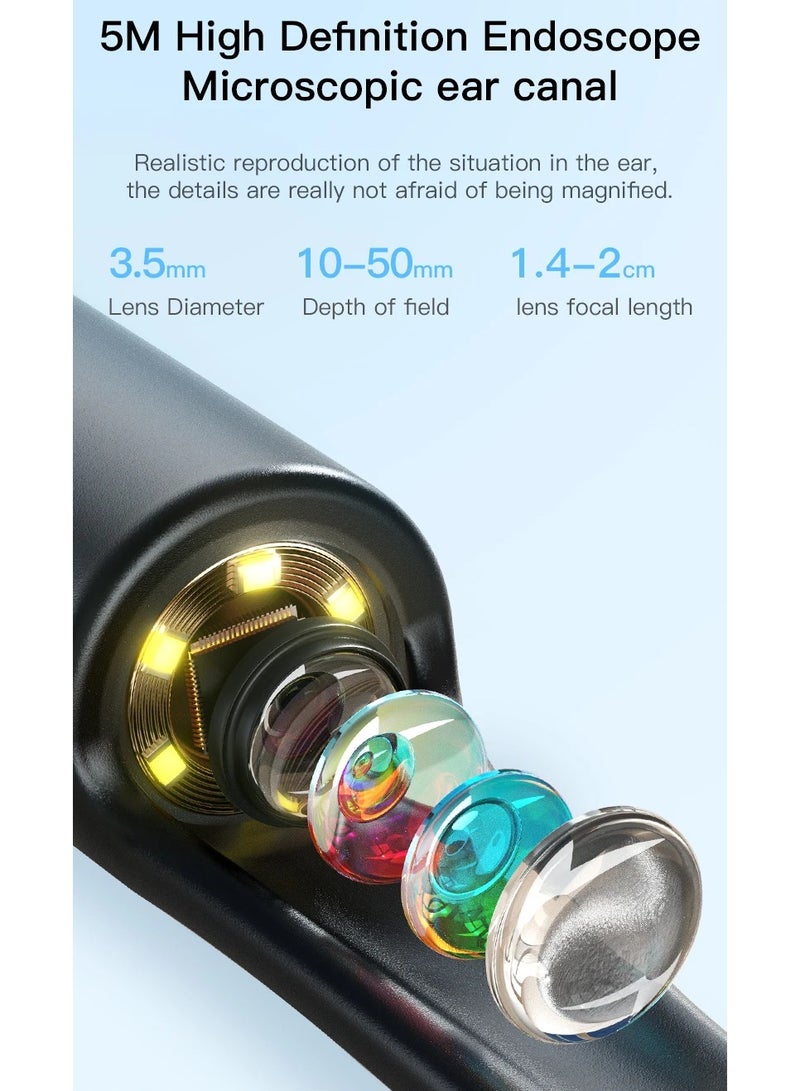 ارواق منظف ​​شمع الأذن مع كاميرا ومنظار الأذن 3.5 مم ومزيل شمع الأذن بقوة 500 واط مع ملعقة أذن ويدعم هواتف أندرويد من النوع C - Image 4