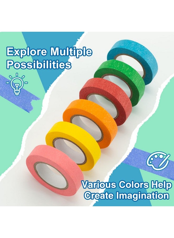 OWLKELA Colored Masking Tape 0.6" x 16 Yard Per Roll, 6 Rolls Rainbow Colors Painting Tapes, Painters Tape, Craft Tape, Labeling Tape, Paper Tape for Crafts & DIY Projects - Image 3