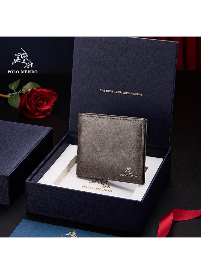 Polomeisdo Men's Wallet Short Fashion Leather Wallet Gift Box Set Valentine's Day Gift For Boyfriend Husband - Image 2