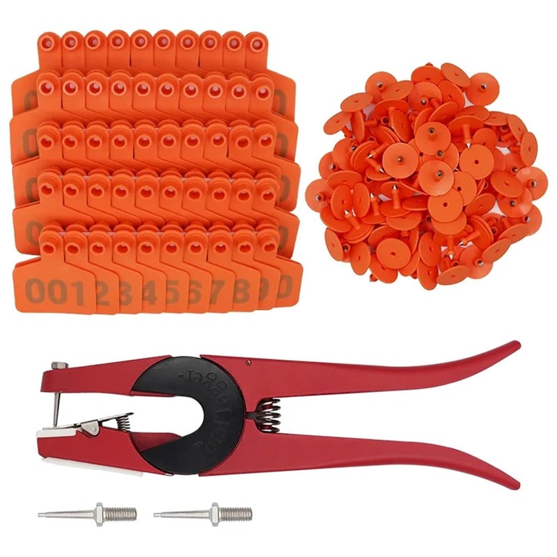 Kit7 Livestock Ear Tags 100Pcs with Pliers and Pins for Cattle Goat Sheep Pigs - Image 2