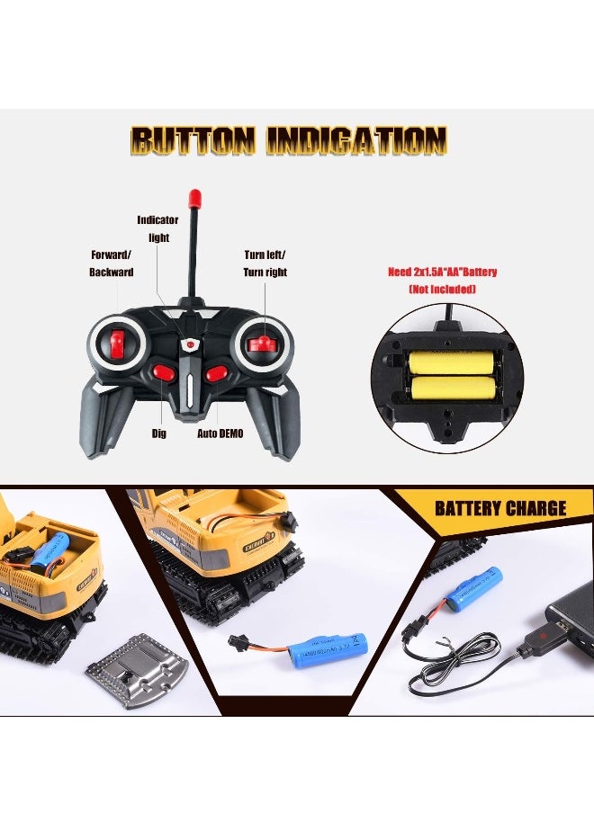 Remote Control Construction Excavator Toy Kids Toy Engineering Digger Truck Remote Control Rechargable Hydraulic Car RC Charging 1:24 With 6 Channel Educational Toys for Kids and Children for 3+  - Image 2