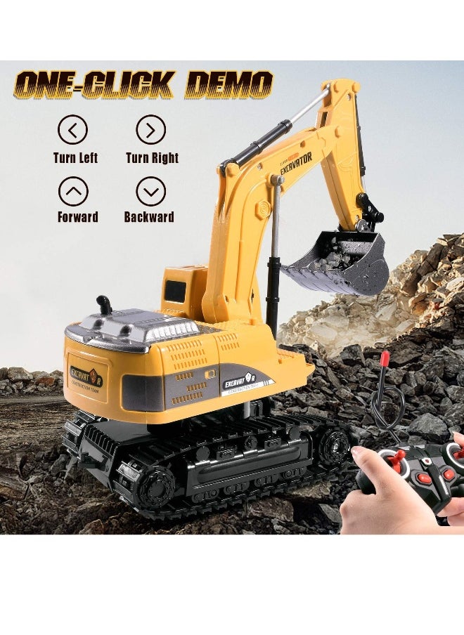 Remote Control Construction Excavator Toy Kids Toy Engineering Digger Truck Remote Control Rechargable Hydraulic Car RC Charging 1:24 With 6 Channel Educational Toys for Kids and Children for 3+  - Image 4