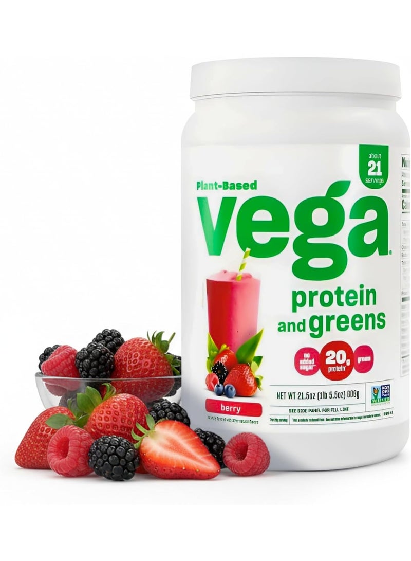 Vega, Plant Based Protein and Greens, Berry, 1 lb 5.5 oz (609 g)