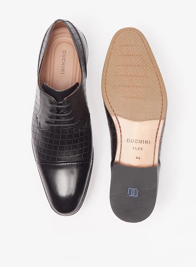 دوتشيني Men'S Textured Derby Shoes With Lace-Up Closure