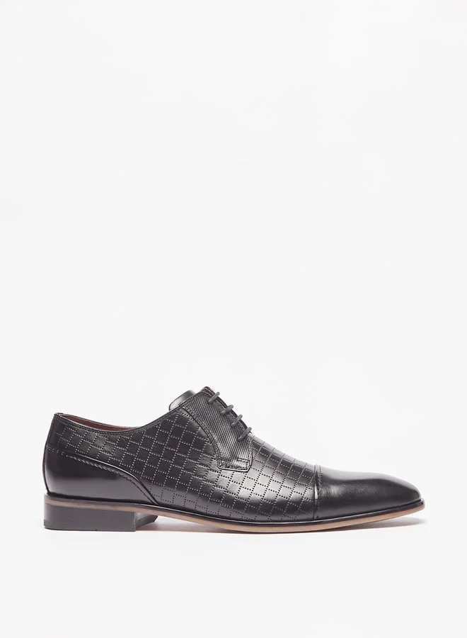 دوتشيني Men'S Textured Derby Shoes With Lace-Up Closure