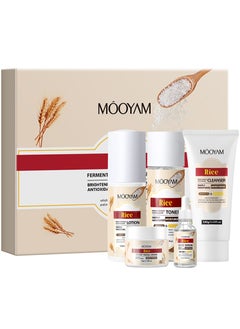 MOOYAM 5-Piece Rice Skincare Set with Rice Cream,Serum,Lotion,Cleanser and Toner,Improves Skin Texture | Instant Glow | Suitable for All Skin Types  - Image 1