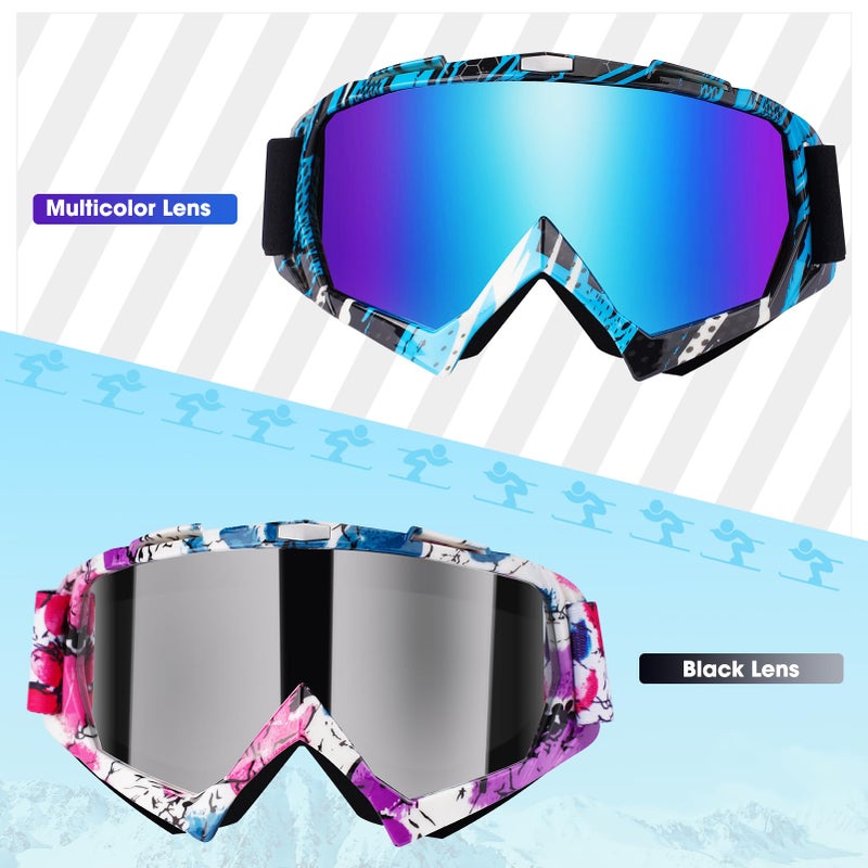 Braylin Adult Ski Goggles, 2-Pack Snowboard Goggles for Youth, Teens, Men & Women, Wide View Snowmobile Goggles - Image 2