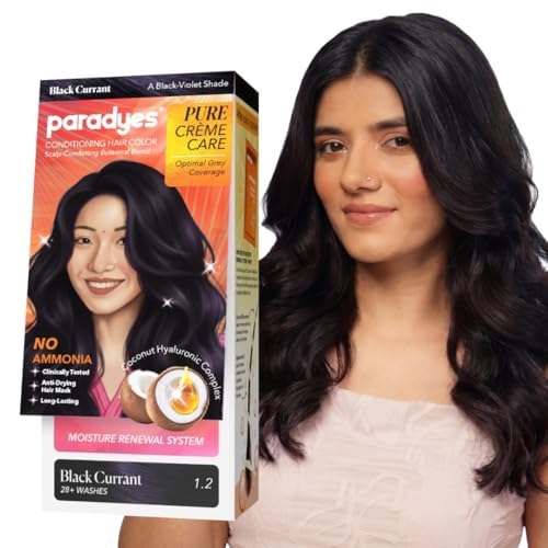 Paradyes Pure Crme Care No Ammonia Hair Color Black Currant 12 LongLasting Crme Formula Grey Coverage Coconut Milk Almond Oil Hyaluronic Complex Smooth Shiny Finish 60g 10 ml - Image 1
