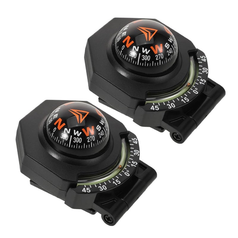 2Pcs Vehicle Dashboard Ball Compass with Inclinometer for Car Boat Navigation Outdoor Camping - Image 2