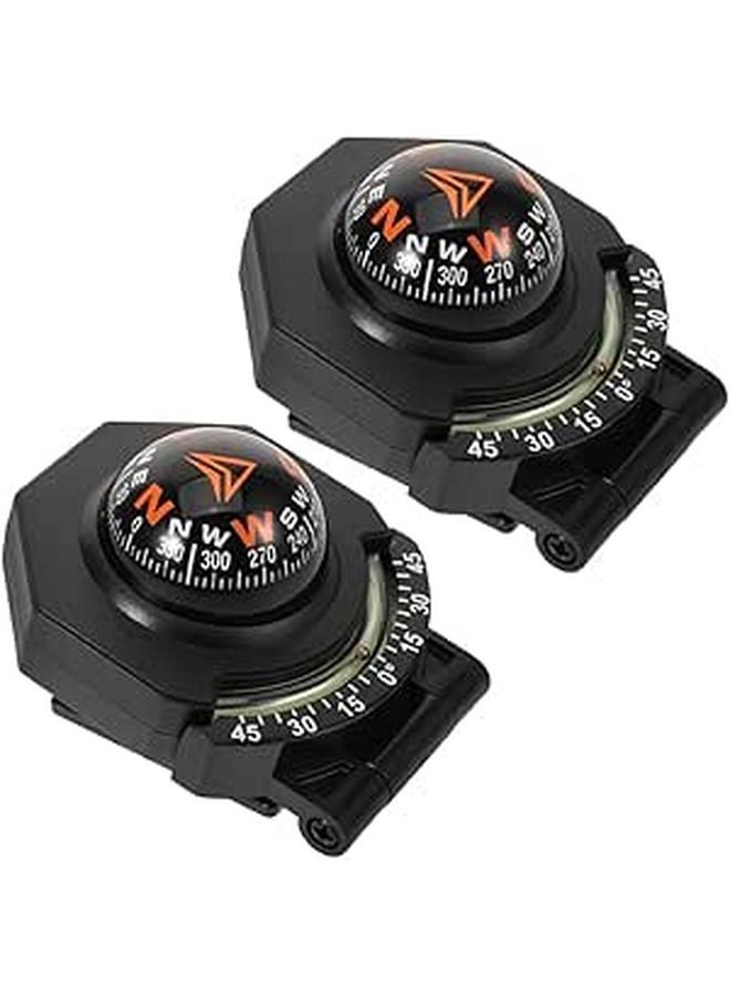 2Pcs Vehicle Dashboard Ball Compass with Inclinometer for Car Boat Navigation Outdoor Camping - Image 1