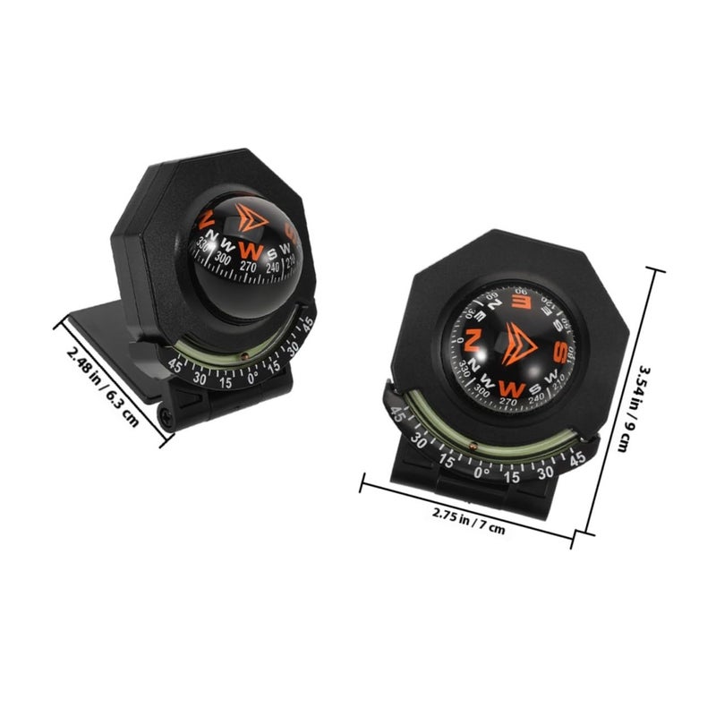 2Pcs Vehicle Dashboard Ball Compass with Inclinometer for Car Boat Navigation Outdoor Camping - Image 3