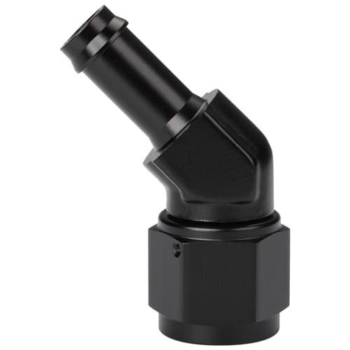 Podavelle 10AN Female to 12 Barb 45 Degree Hose Fitting Adapter Swivel Aluminum Black - Image 1
