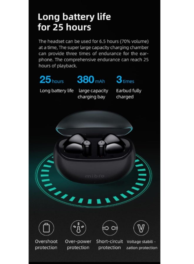 Mibro Earbuds 2 Bluetooth 5.3 | IPX5 Waterproof | ENC HD Call HiFi | Touch Control | White - Image 4