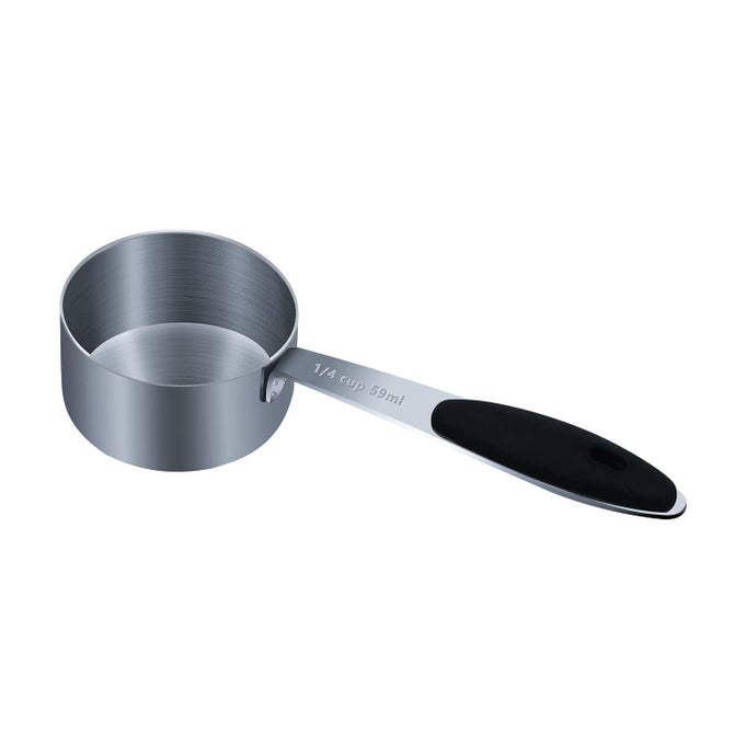 1PCS 14CUP 59ML 2OZ SINGLE MEASURING CUP WITH BLACK SILICONE GRIP STAINLESS STEEL INDIVIDUAL MEASURE SCOOP ONLY