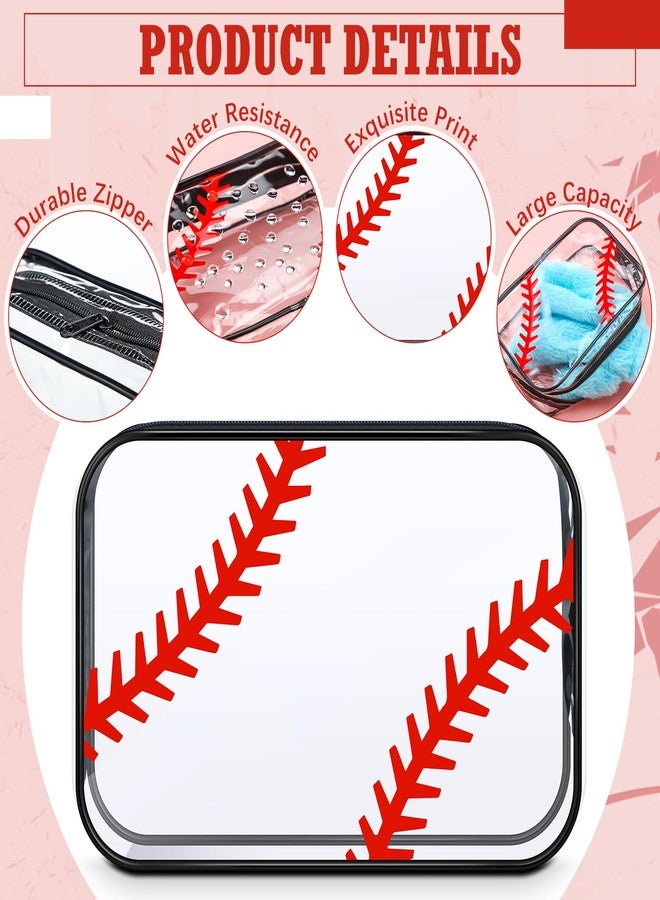 Abbylike 12 Pcs 7 x 4.7 x 2.4'' Cosmetic Bag Gifts Accessories for Makeup Bags PVC Cheer Case Clear Toiletry Zipper Pouch for Women Christmas Xmas (Baseball Theme) - Image 3
