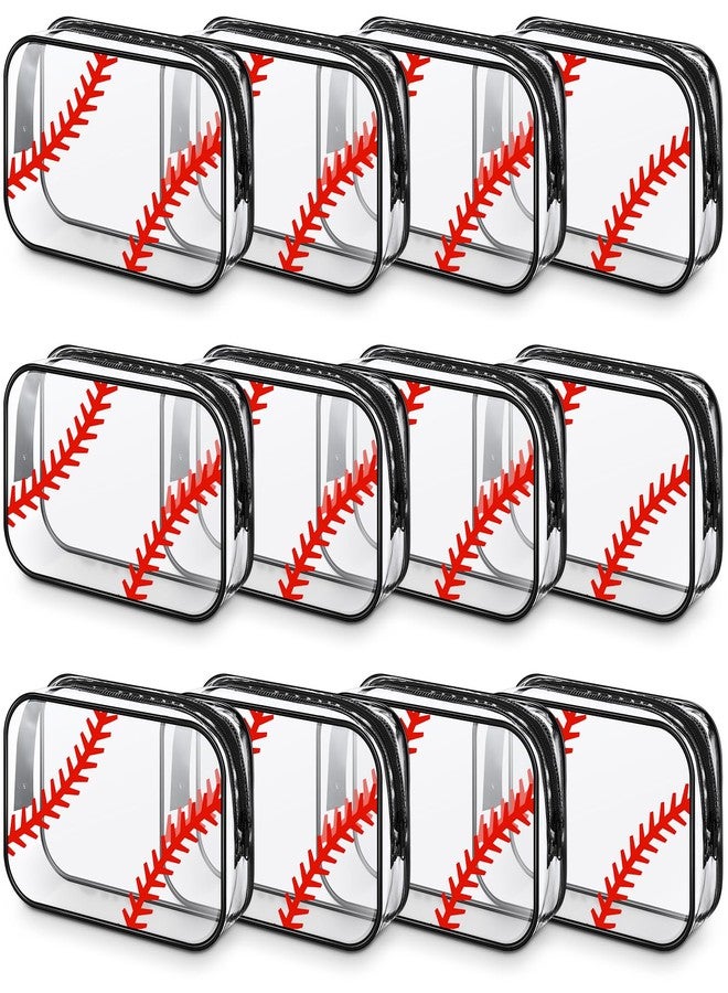Abbylike 12 Pcs 7 x 4.7 x 2.4'' Cosmetic Bag Gifts Accessories for Makeup Bags PVC Cheer Case Clear Toiletry Zipper Pouch for Women Christmas Xmas (Baseball Theme) - Image 1