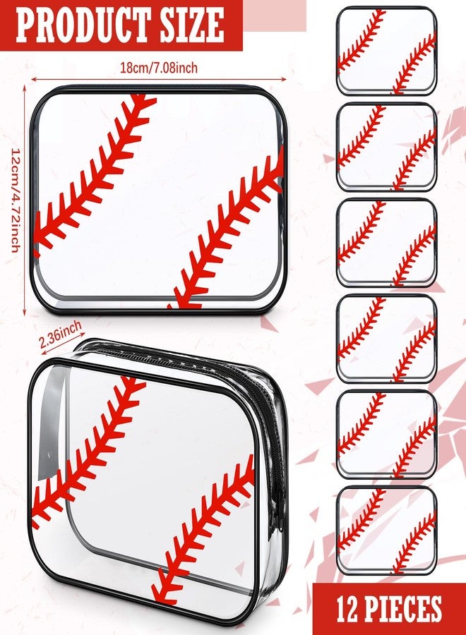 Abbylike 12 Pcs 7 x 4.7 x 2.4'' Cosmetic Bag Gifts Accessories for Makeup Bags PVC Cheer Case Clear Toiletry Zipper Pouch for Women Christmas Xmas (Baseball Theme) - Image 2