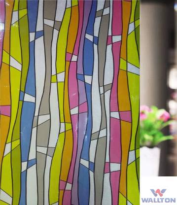 WALLTON Privacy Vinyl Frosted Window Film Glass Sticker Self-Adhesive Film Tint Wallpaper Opaque Sheet for Glass Privacy Cover Window, Door, Office, Home.| Anti-UV. (16x72 Inch, Color Waves) - Image 5