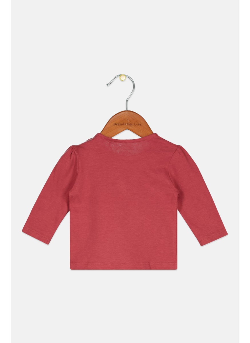 s.Oliver Toddlers Girl Crew Neck Long Sleeve Printed Top, Marroon  - Image 2