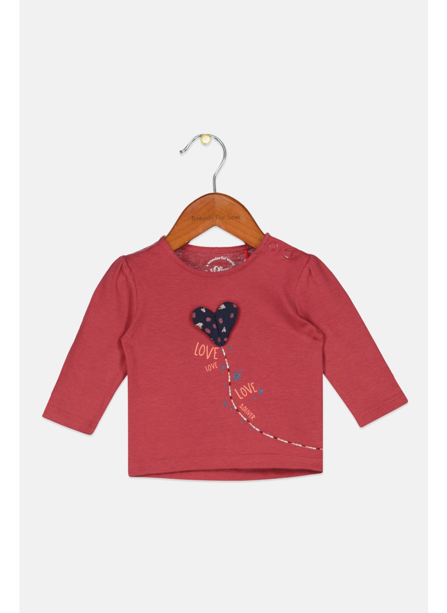 s.Oliver Toddlers Girl Crew Neck Long Sleeve Printed Top, Marroon  - Image 1