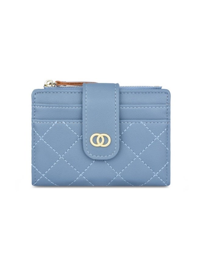 Beauenty Purse Ladies small fragrance embroidery thread multi-card coin purse blue 