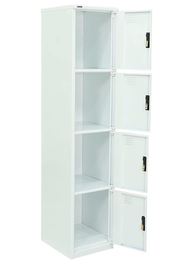 RIGID خزانة فولاذية منحنية بأربعة أبواب، بيضاء، 180×38×46.5 سم  - Image 4