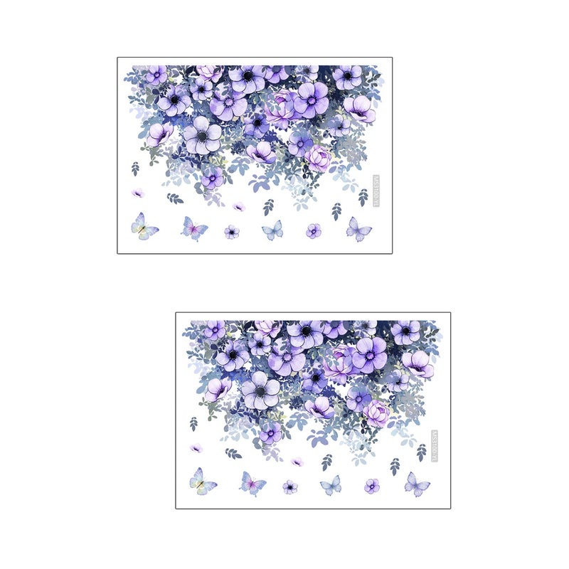 2pcs Beautiful Flower Toilet Seat Wall Sticker Bathroom Decoration Decal Decor Butterfly Mural - Image 1