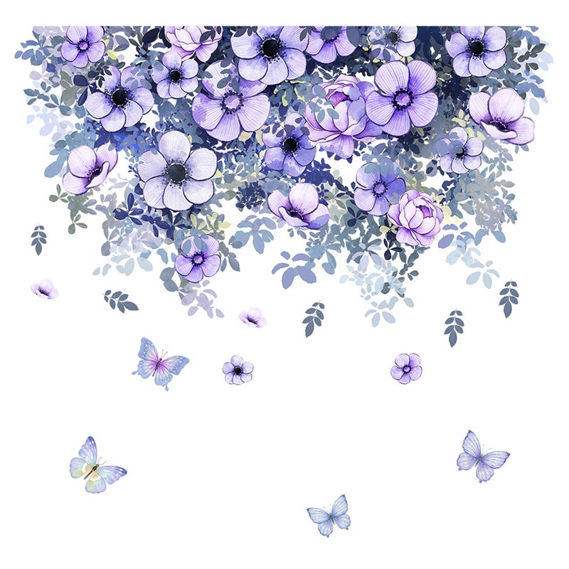 2pcs Beautiful Flower Toilet Seat Wall Sticker Bathroom Decoration Decal Decor Butterfly Mural - Image 4