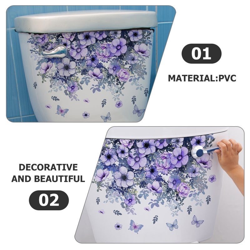 2pcs Beautiful Flower Toilet Seat Wall Sticker Bathroom Decoration Decal Decor Butterfly Mural - Image 5