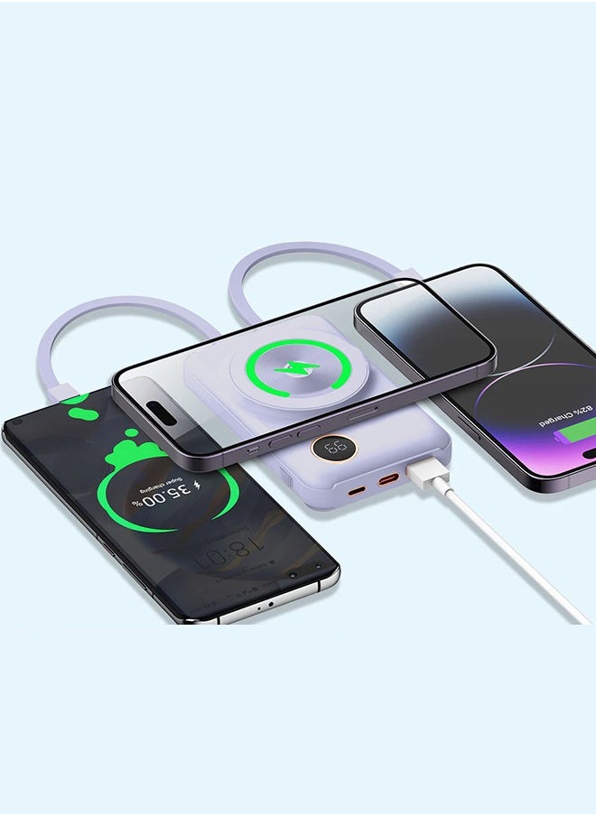 KALIO - 2Packs Power Bank Fast Charging 20000mAh MagSafe 66W for Lightning and Type-C Devices, Mobile Phones, Tablets / Black Purple - Image 1