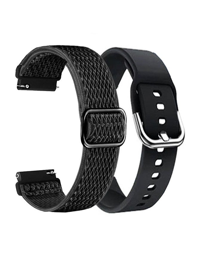 Xininyia Compatible for Blackview R50pro, R30, R30 Pro Smart Watch Bands, 2-Pack Soft Silicone + Stretch Nylon Adjustable Straps Quick Release Replacement Wristbands - Image 1