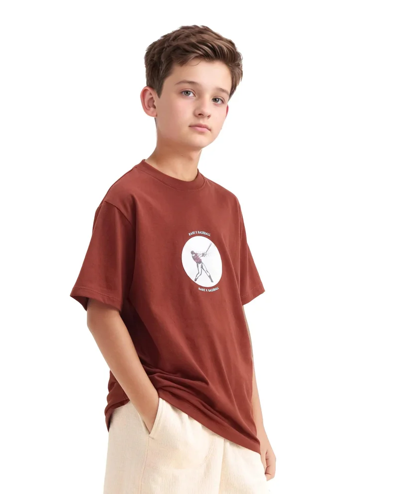 Rare Ones Rare Ones Kids Laker Rust Cotton Lenticular Sticker Regular Fit T-Shirt