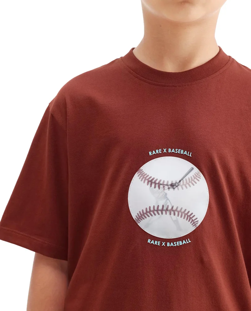 Rare Ones Rare Ones Kids Laker Rust Cotton Lenticular Sticker Regular Fit T-Shirt