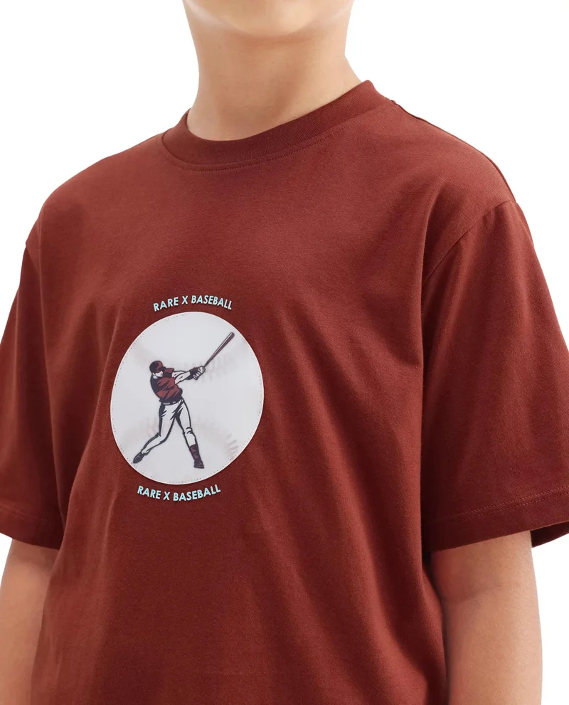 Rare Ones Rare Ones Kids Laker Rust Cotton Lenticular Sticker Regular Fit T-Shirt