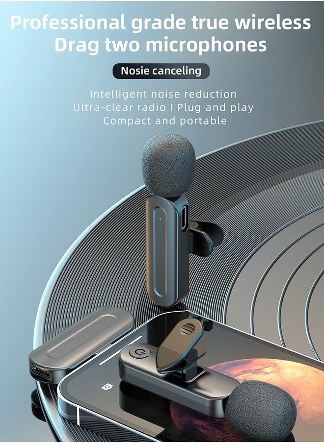 TUNKE Wireless Lavalier Microphones, 3-in-1 Universal Receiver for Android iPhone iPad laptop & Camera for Video Recording, Vlog  - Image 2