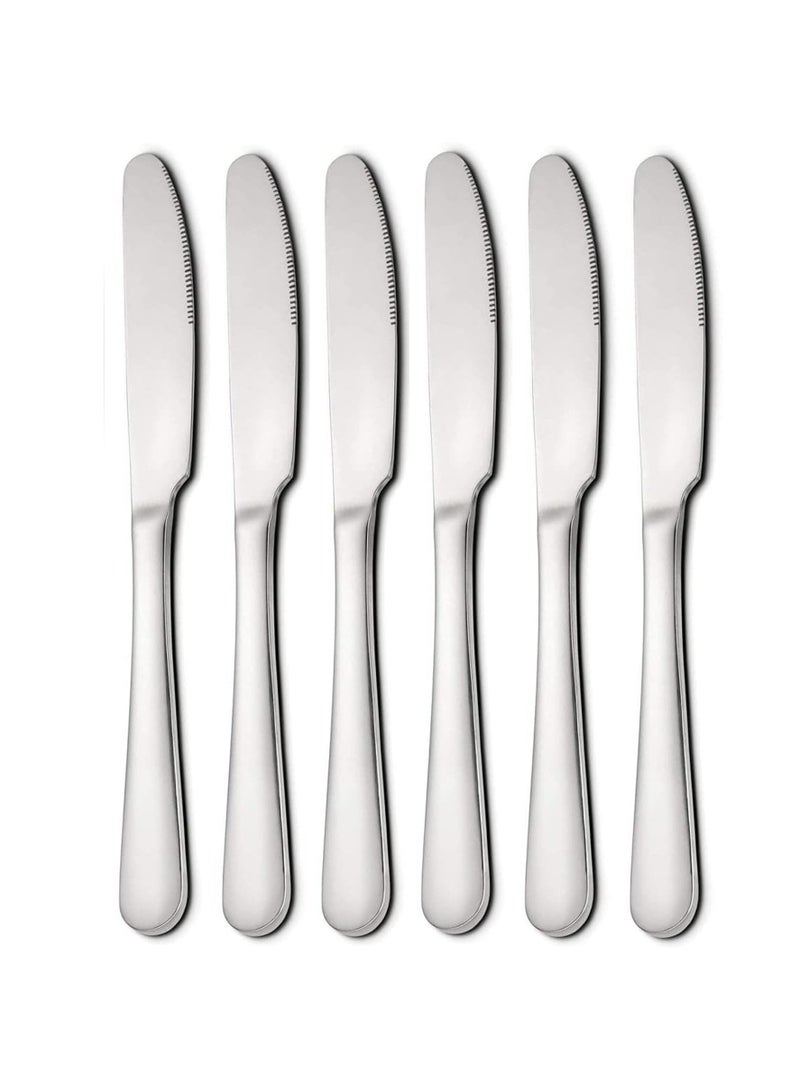 Premium Stainless Steel Knife Set, 6 Pcs – Serrated Edge Table Knives for Effortless Cutting, Rust-Resistant, Dishwasher Safe, Elegant Design for Everyday and Special Occasions  - Image 1