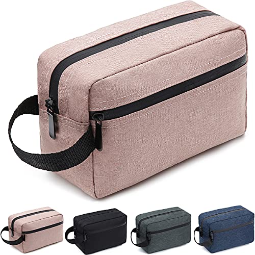 FUNSEED Travel Toiletry Bag for Women and Men, Water-resistant Shaving Bag for Toiletries Accessories, Foldable Storage Bags with Divider and Handle for Cosmetics Toiletries Brushes Tools (Pink) - Image 1