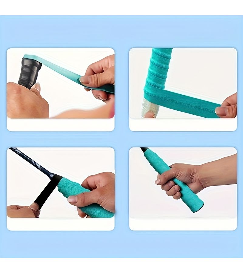 Aqua Blue Anti-Slip Sweat Absorbent Tennis Racket Grip Tape With Improved Shock Absorption - Image 4
