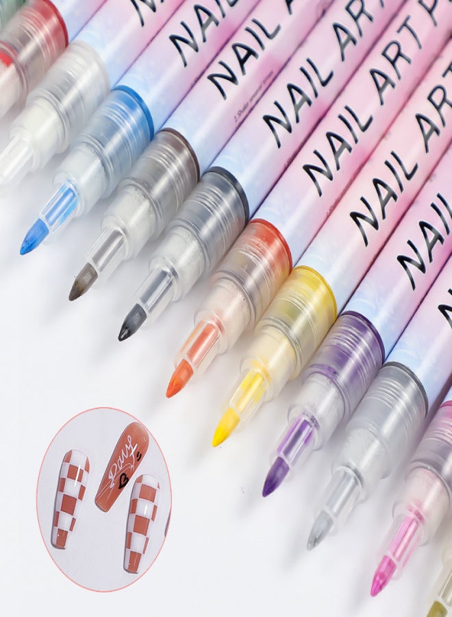 12 Pcs/Set Nail Art 3D Painted Pen Drawing Nail Point Graffiti Dotting Pen Flower Pen Hook Line DIY Nail Art Gel Nail Polish - Image 5