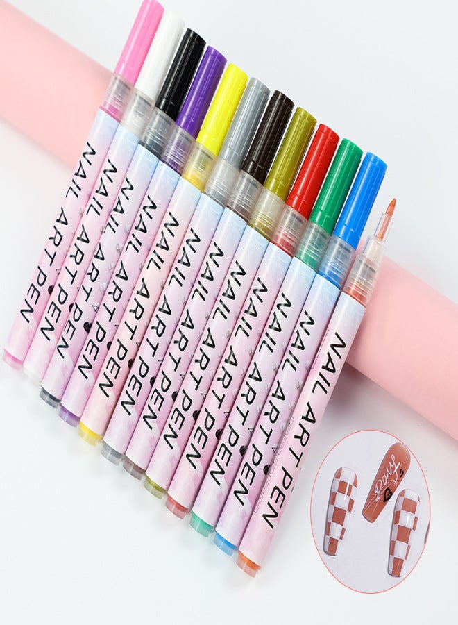 12 Pcs/Set Nail Art 3D Painted Pen Drawing Nail Point Graffiti Dotting Pen Flower Pen Hook Line DIY Nail Art Gel Nail Polish - Image 4